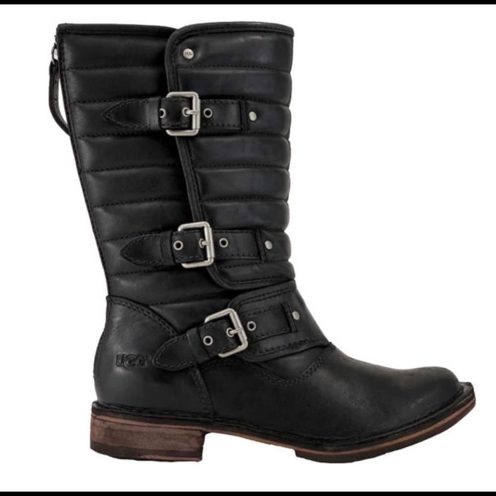 UGG UGG BLACK LEATHER BUCKLE MOTORCYCLE STYLE